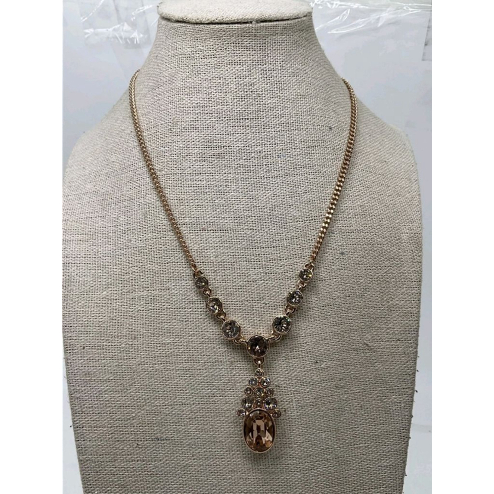 Givenchy Rose Goldtone Crystal Necklace NWOT 16"